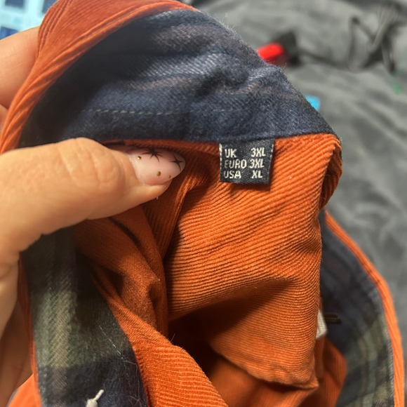 Barbour Tailored Fit Corduroy Button Down Shirt Orange Brown Men's Size XL - Picture 2 of 9